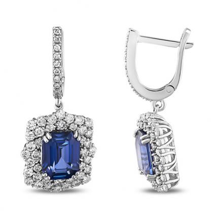 4.55 Ct Pırlanta Safir Küpe