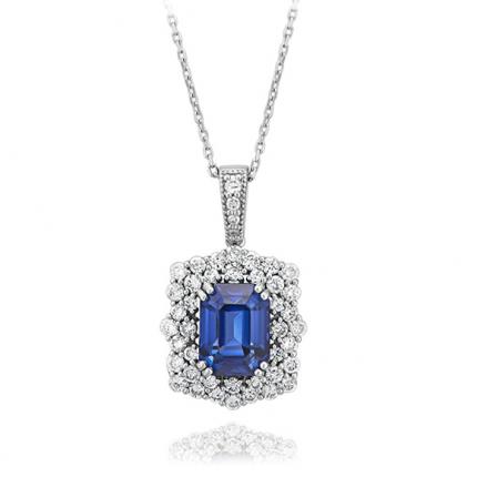 2.60 ct. Pırlanta Safir Kolye