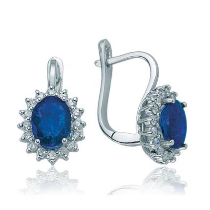 2.20 CT Pırlanta Safir Küpe