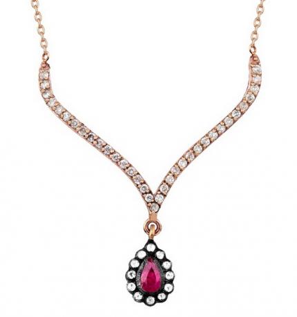 0.93 ct Yakutlu Elmas Kolye