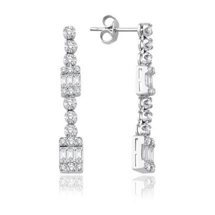 1.00 ct Baget Pırlanta Küpe