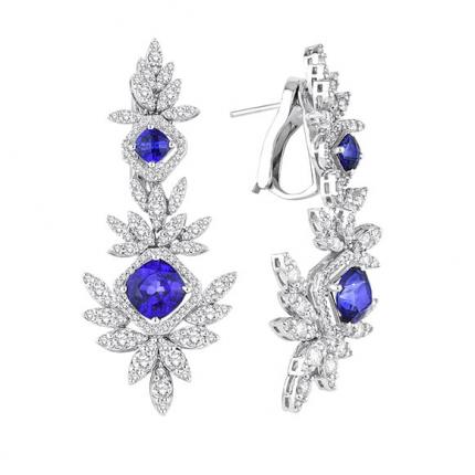 7.30 ct Pırlanta Safir Küpe
