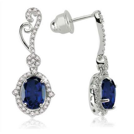 4.12 ct. Pırlanta Safir Küpe