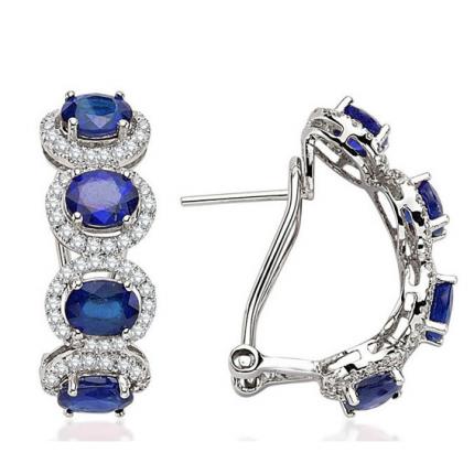 3.08 ct.Pırlanta Safir Küpe