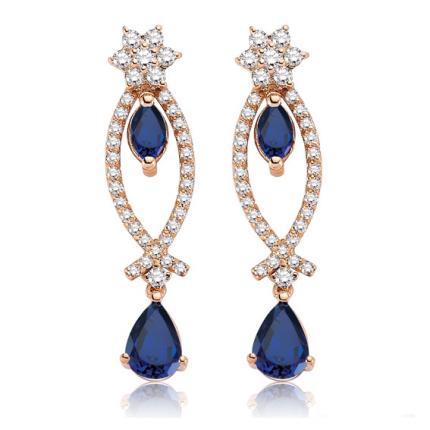 2.00 ct. Pırlanta Safir Küpe