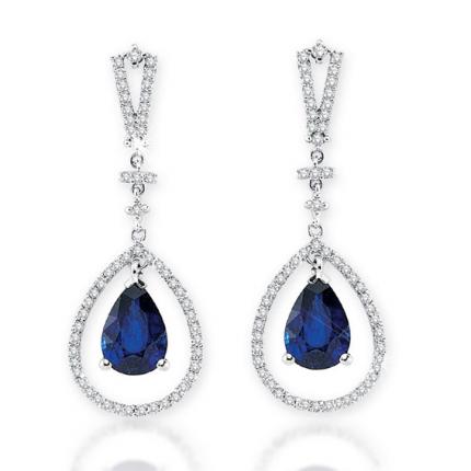 3.88 ct. Pırlanta Safir Küpe