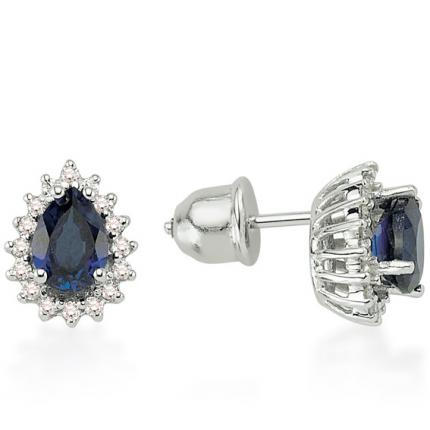2.53 ct. Pırlanta Safir Küpe