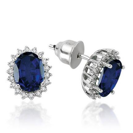 4.54 ct. Pırlanta Safir Küpe