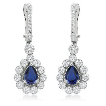 2.43 ct. Pırlanta Safir Küpe