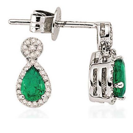 0.55 ct. Pırlanta Zümrüt Küpe