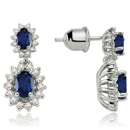 2.20  ct. Pırlanta Safir Küpe