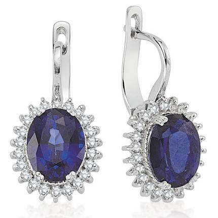 5.50 ct. Pırlanta Safir Küpe
