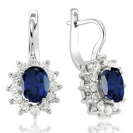 4.97 ct. Pırlanta Safir Küpe