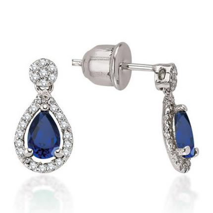 1.40 ct. Pırlanta Safir Küpe