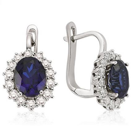 5.80 ct. Pırlanta Safir Küpe