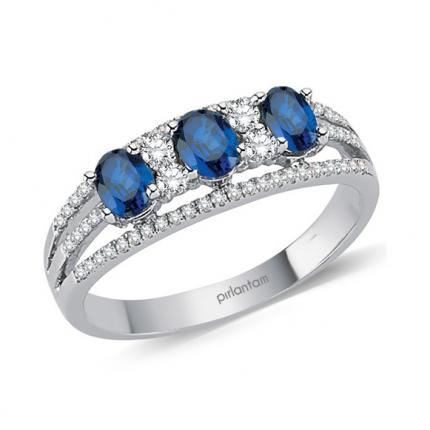 0.83 ct. Pırlanta Safir Yüzük
