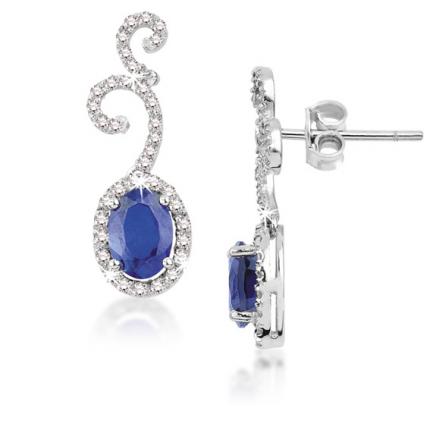 1.48 ct. Pırlanta Safir Küpe