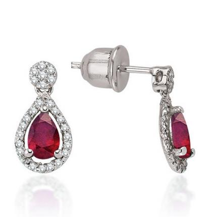 1.40 ct. Pırlanta Yakut Küpe