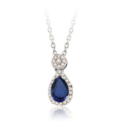 0.26 ct. Pırlanta Safir Kolye
