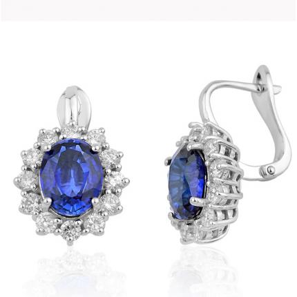 4.78 ct. Pırlanta Safir Küpe