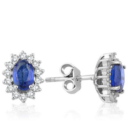 1.71 ct Pırlanta Safir Küpe