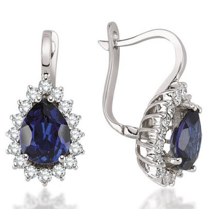 5.80 ct. Pırlanta Safir Küpe