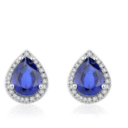 3.10 ct. Pırlanta Safir Küpe