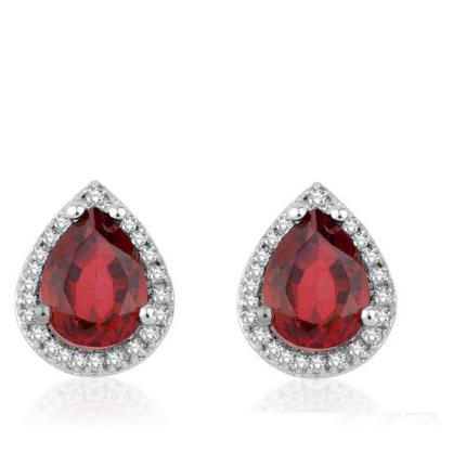 3.10 ct. Pırlanta Yakut Küpe