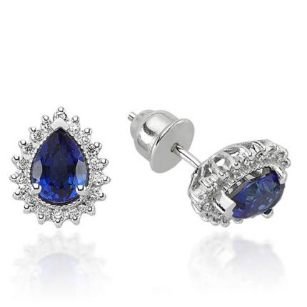 2.90 ct. Pırlanta Safir Küpe