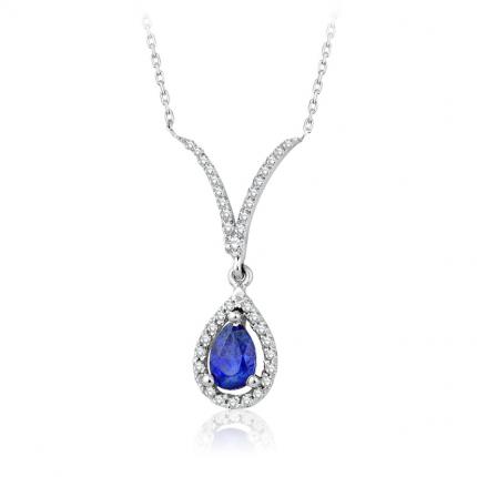0.75 ct. Pırlanta Safir Kolye