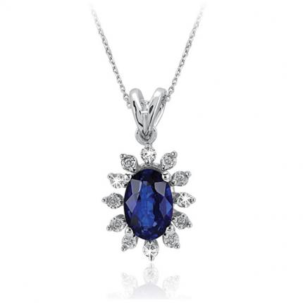 0.75 ct. Pırlanta Safir Kolye