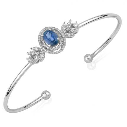 1.44 ct Pırlanta Safir Kelepçe Bileklik
