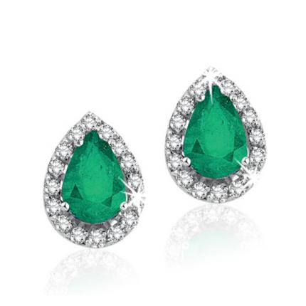 0.93 ct. Pırlanta Zümrüt Küpe