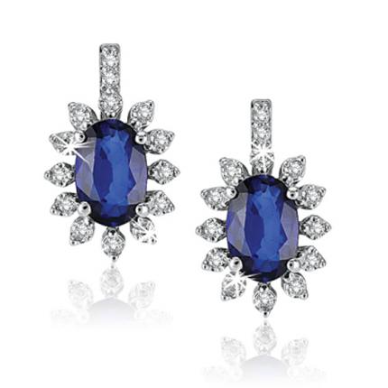 1.50 ct. Pırlanta Safir Küpe