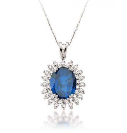 4.21 ct. Pırlanta Safir Kolye