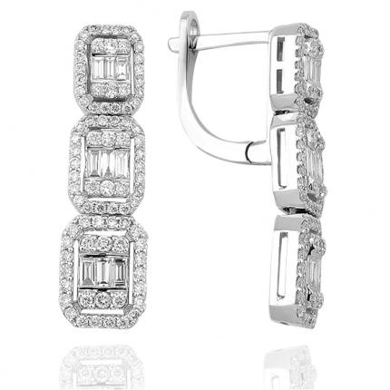 1.20 ct Baget Pırlanta Küpe