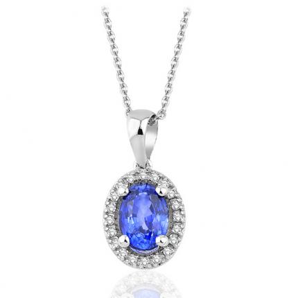 1.22 ct. Pırlanta Safir Kolye