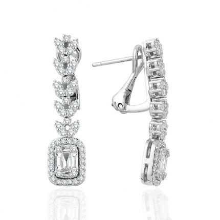 1.00 ct Baget Pırlanta Küpe