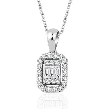 0.20 ct Baget Pırlanta Kolye