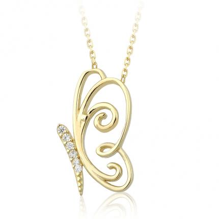 0.04 ct. Pırlanta Fantazi Kelebek Kolye