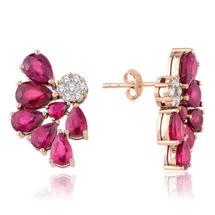 10.16 ct. Pırlanta Yakut Küpe