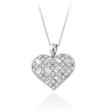 1.10 ct. Kalp Pırlanta Baget Kolye 