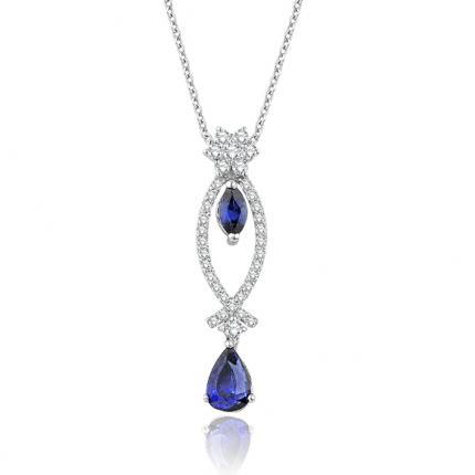 1.10 ct. Pırlanta Safir Kolye