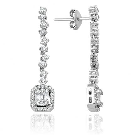 0.80 ct. Pırlanta Baget Küpe