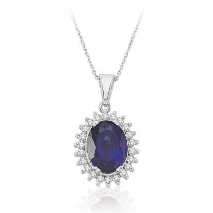 2.75 ct. Pırlanta Safir Kolye