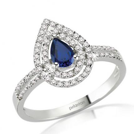 0.70 ct. Pırlanta Safir Yüzük