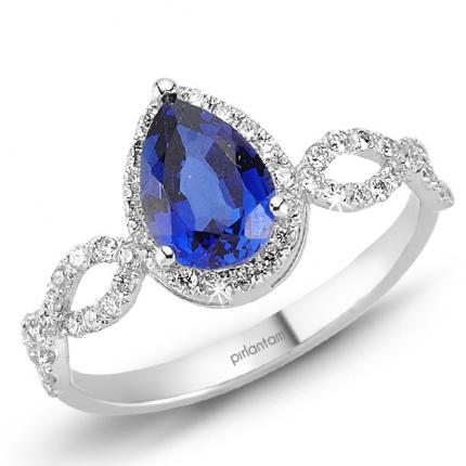 1.40 ct. Pırlanta Safir Yüzük