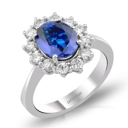 2.20 ct. Pırlanta Safir Yüzük
