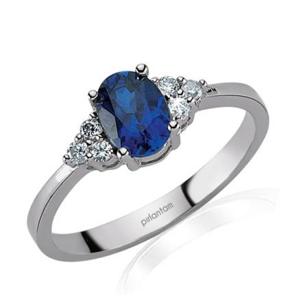 0.84 ct. Pırlanta Safir Yüzük