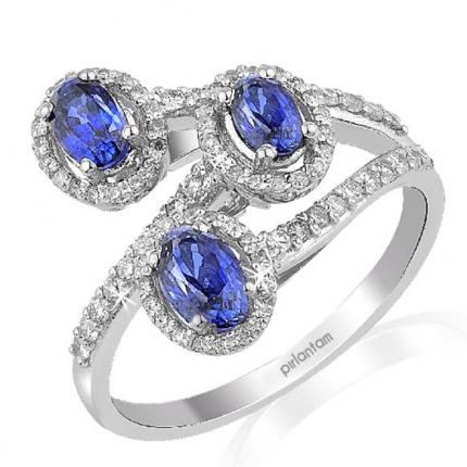 1.44 ct Pırlanta Safir ve Zümrüt Yüzük